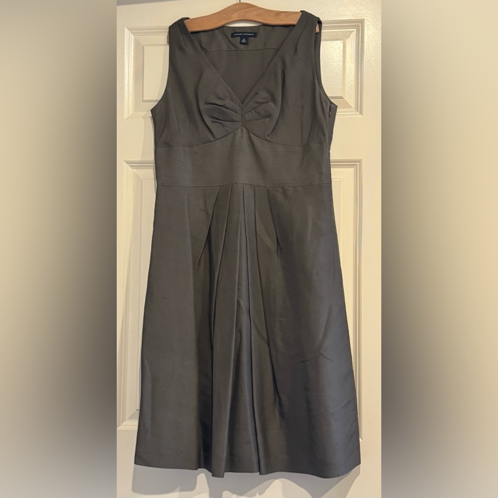 Banana Republic Sleeveless Shantung Silk Dark Taupe Cocktail Dress- Size 10
